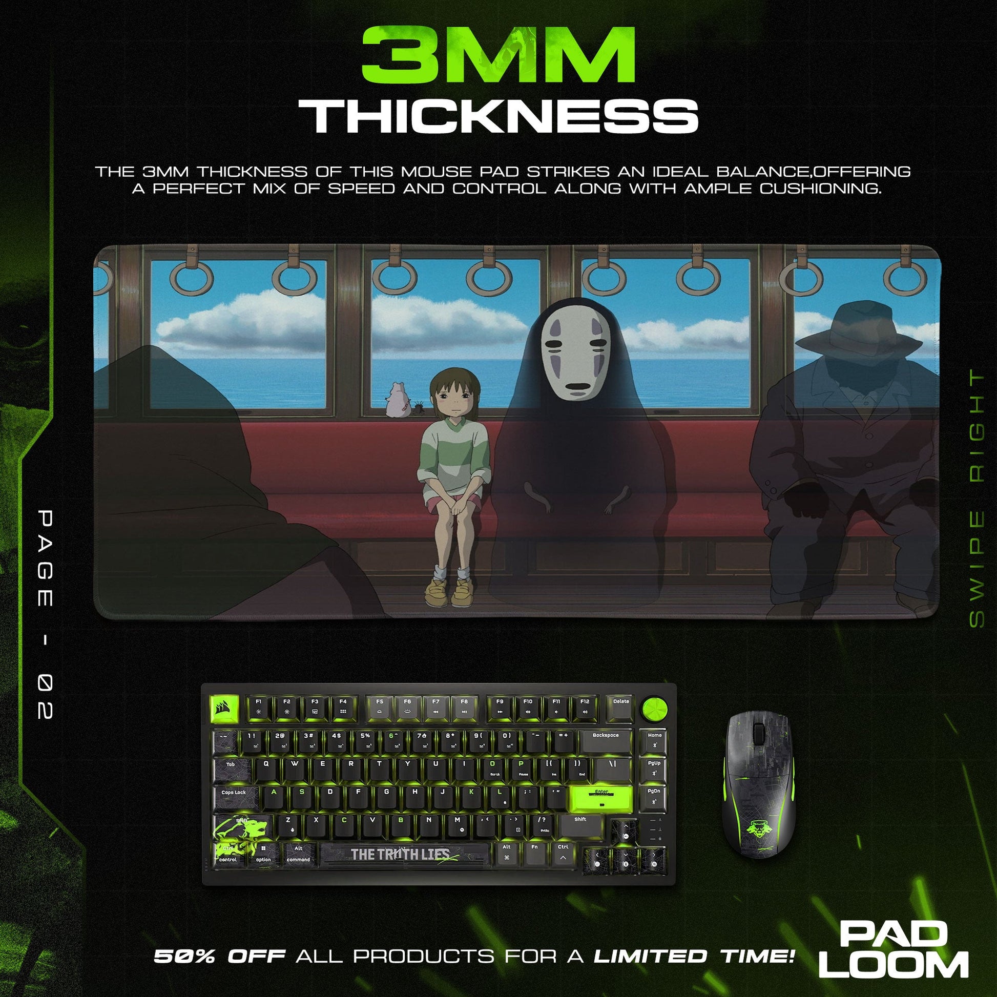 Studio Ghibli Mouse Pad - Spirit Train Anime Desk Mat Padloom