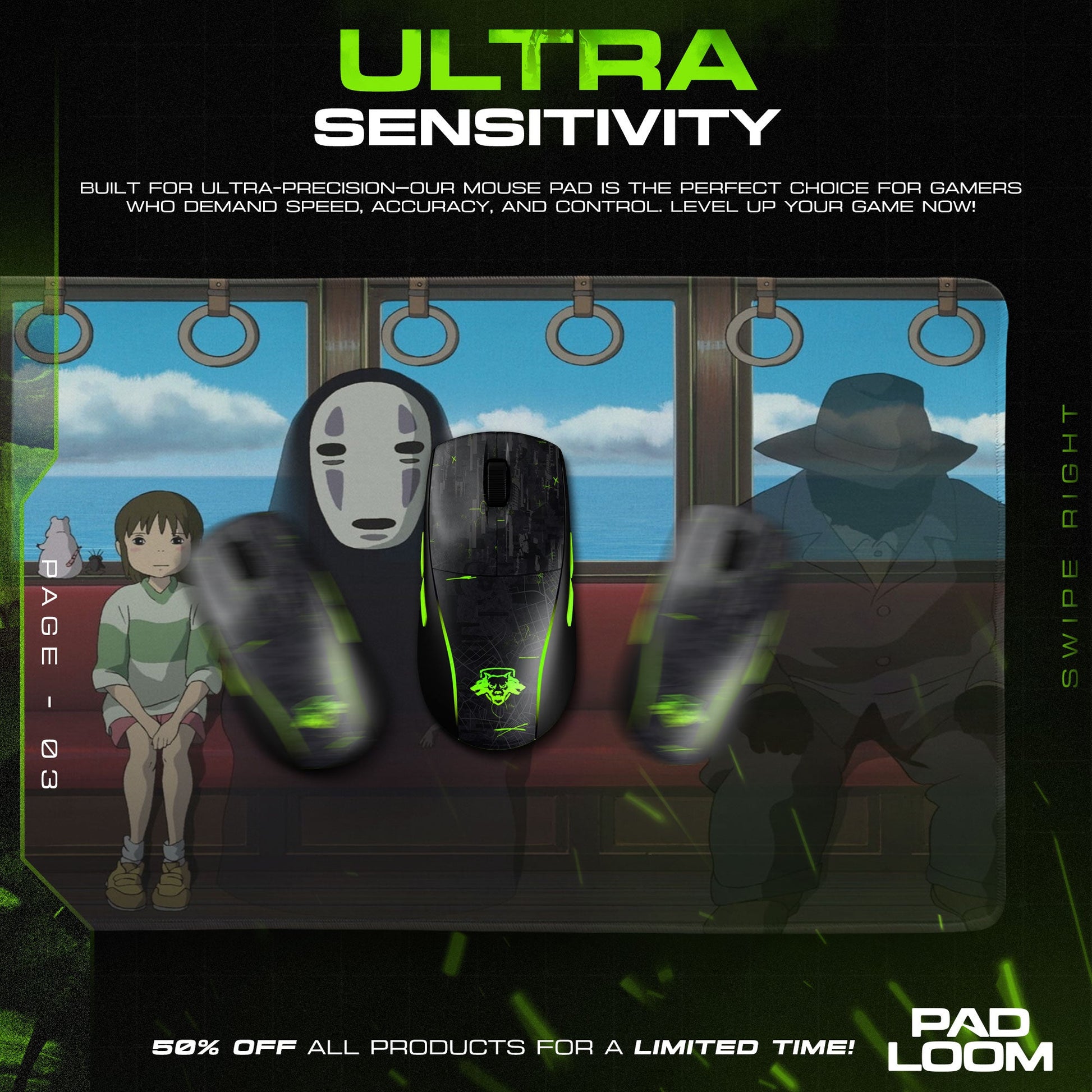 Studio Ghibli Mouse Pad - Spirit Train Anime Desk Mat Padloom