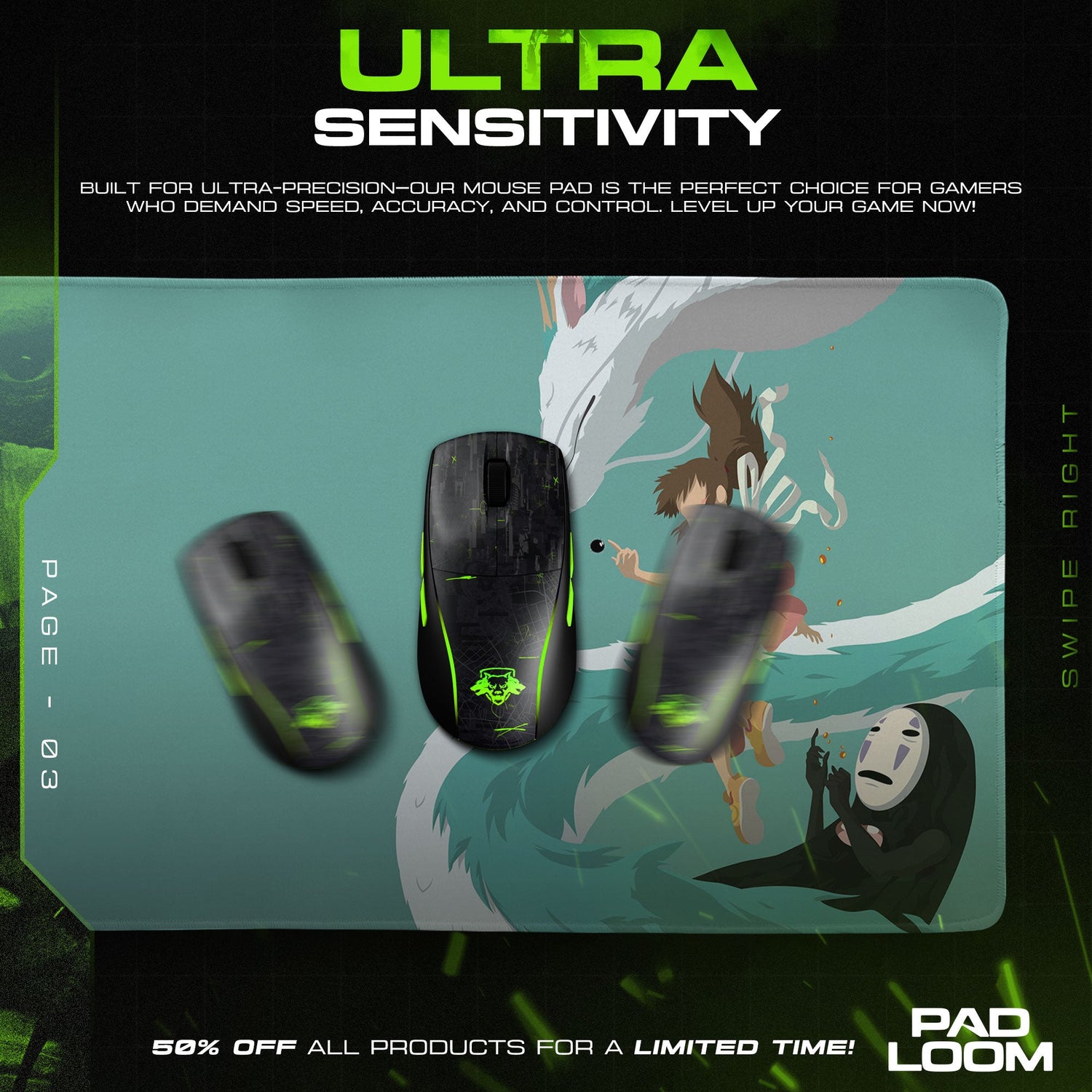 Studio Ghibli Mouse Pad - Spirited Journey Anime Desk Mat Padloom