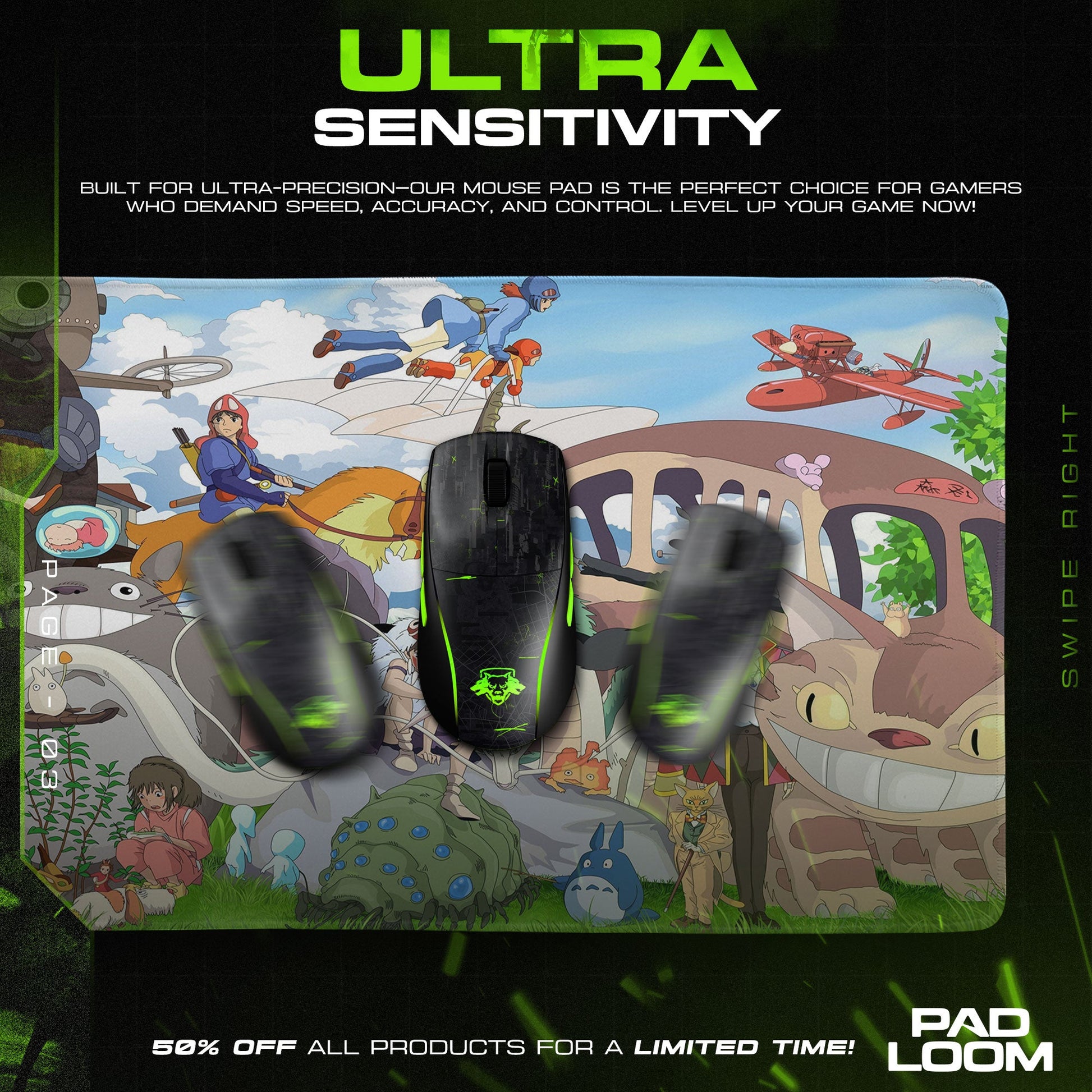 Studio Ghibli Mouse Pad - Spirited Worlds Anime Desk Mat Padloom