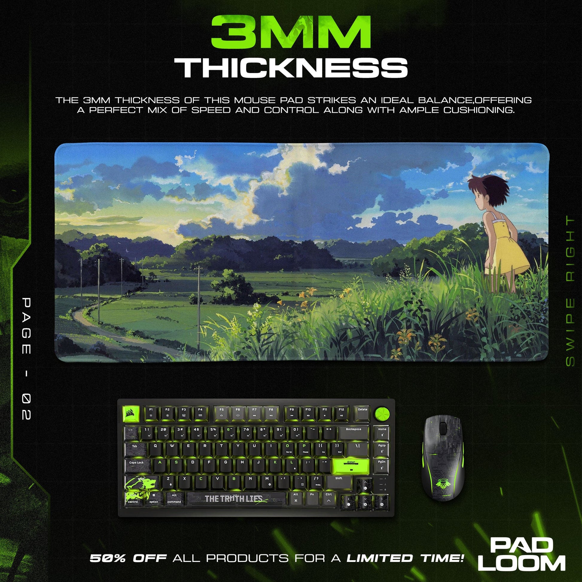 Studio Ghibli Mouse Pad - Summer Fields Anime Desk Mat Padloom