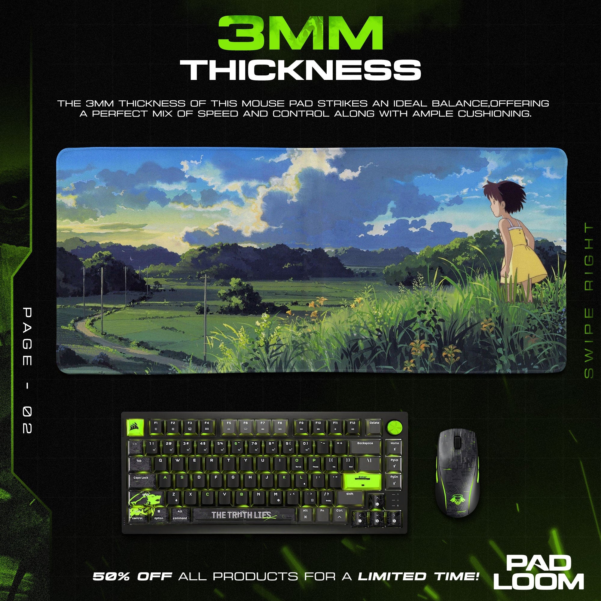 Studio Ghibli Mouse Pad - Summer Fields Anime Desk Mat Padloom