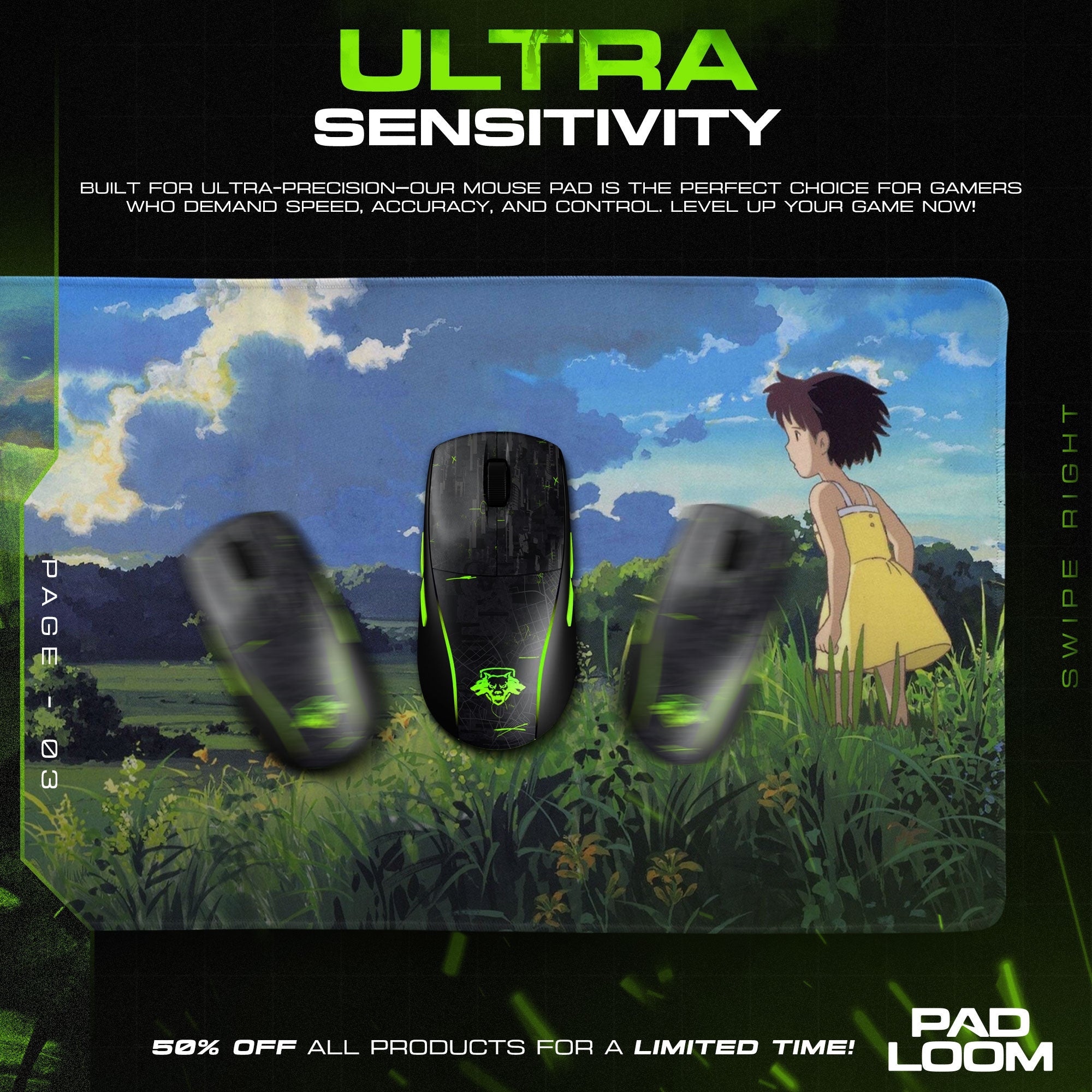 Studio Ghibli Mouse Pad - Summer Fields Anime Desk Mat Padloom