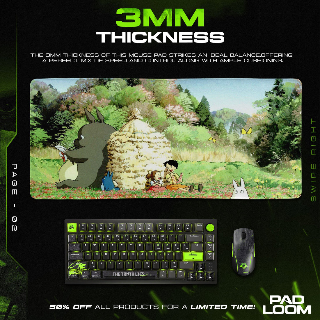 Studio Ghibli Mouse Pad - Totoro Meadow Anime Desk Mat Padloom