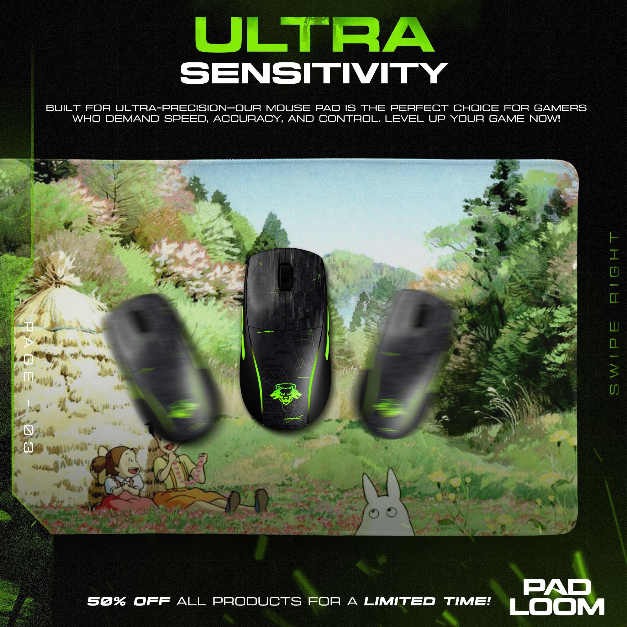 Studio Ghibli Mouse Pad - Totoro Meadow Anime Desk Mat Padloom