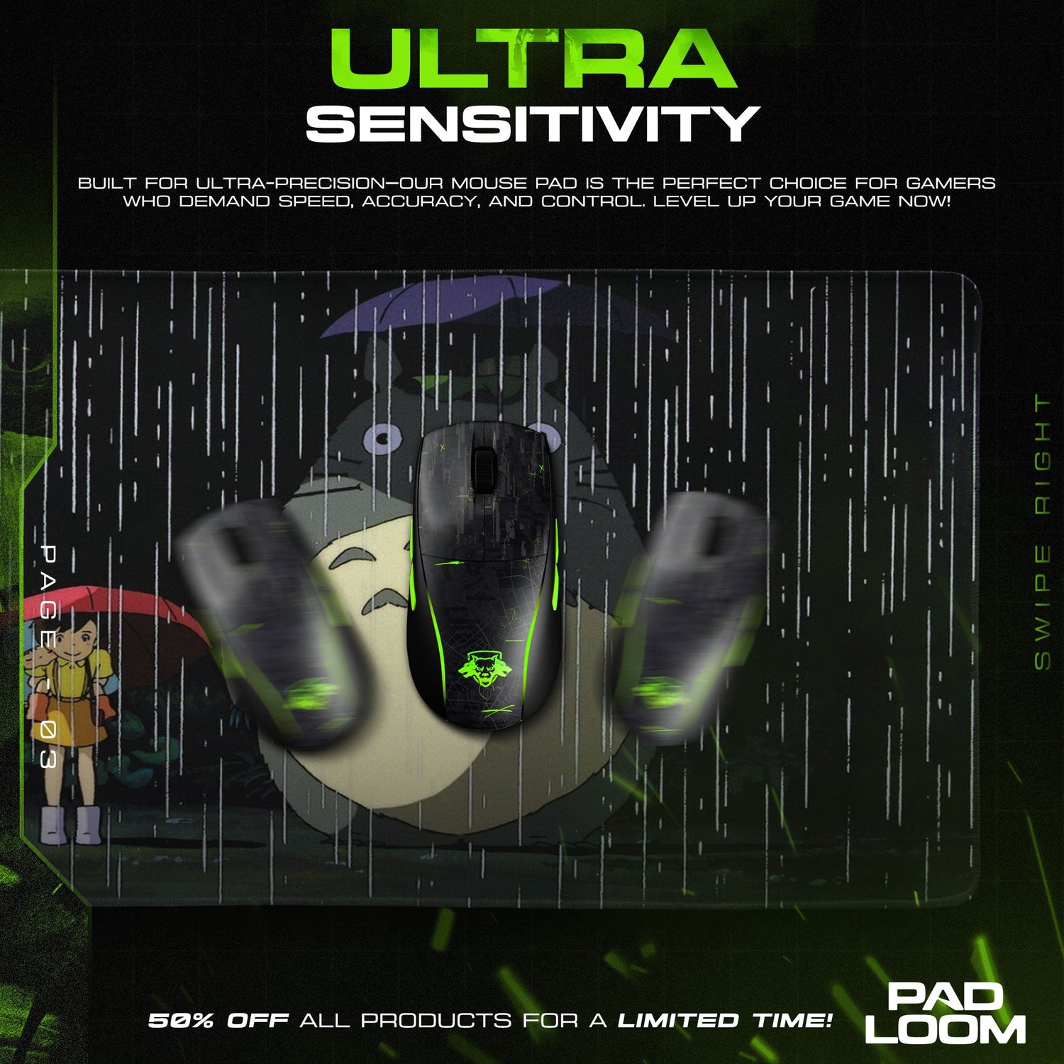 Studio Ghibli Mouse Pad - Totoro Rain Scene Anime Desk Mat Padloom