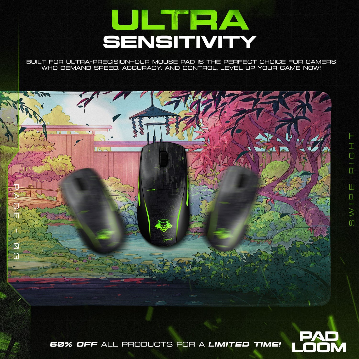 Studio Ghibli Mouse Pad - Tranquil Garden Anime Desk Mat Padloom