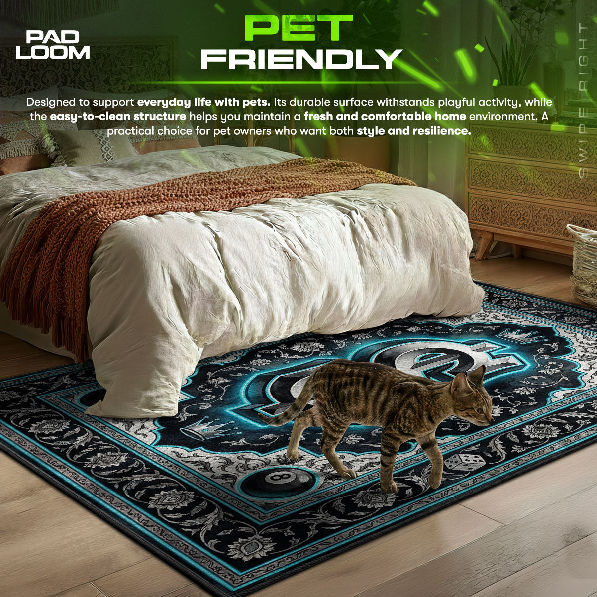Detailed close-up of Stussy rug pattern