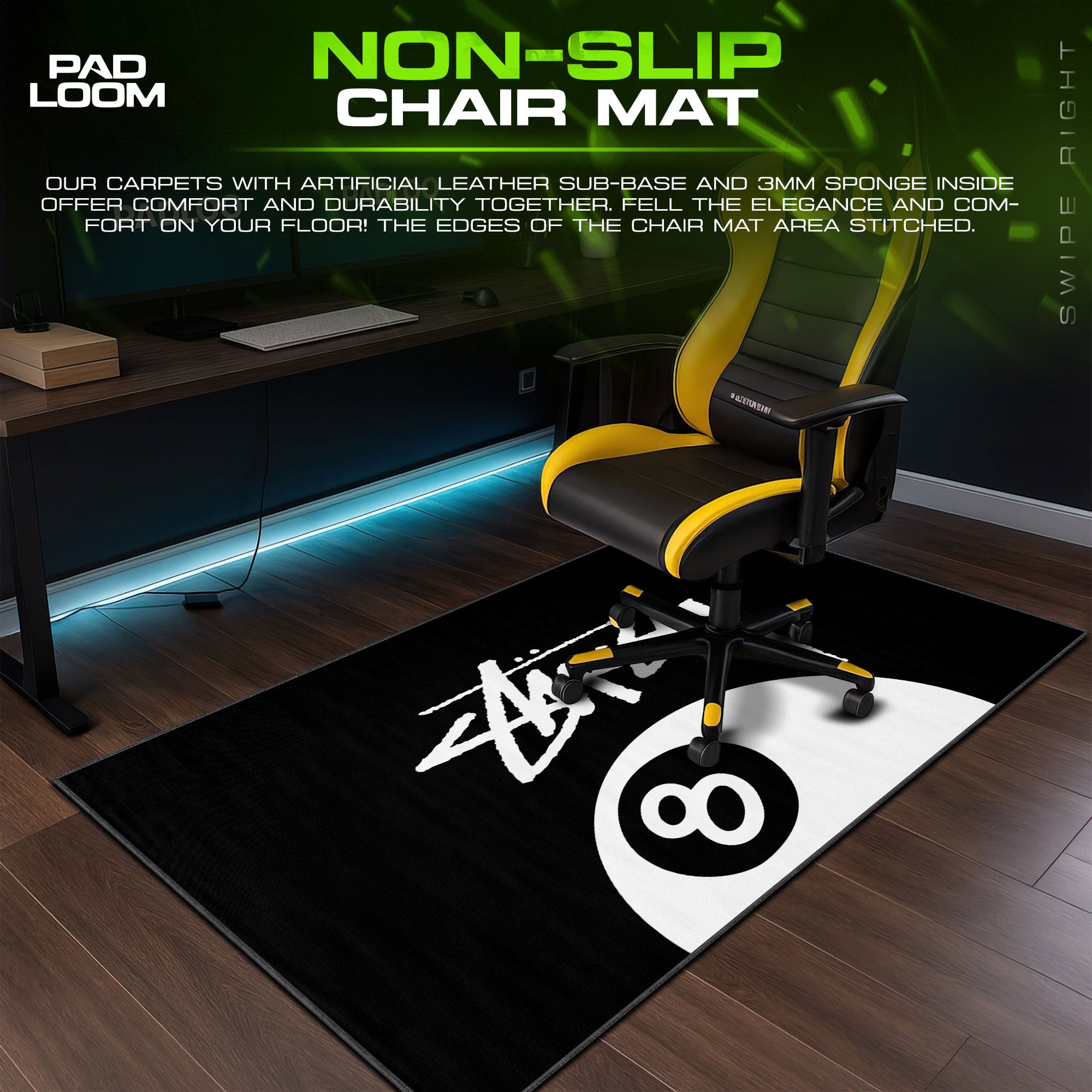 Stussy 8 Ball Mouse Pad - Black Streetwear Desk Mat