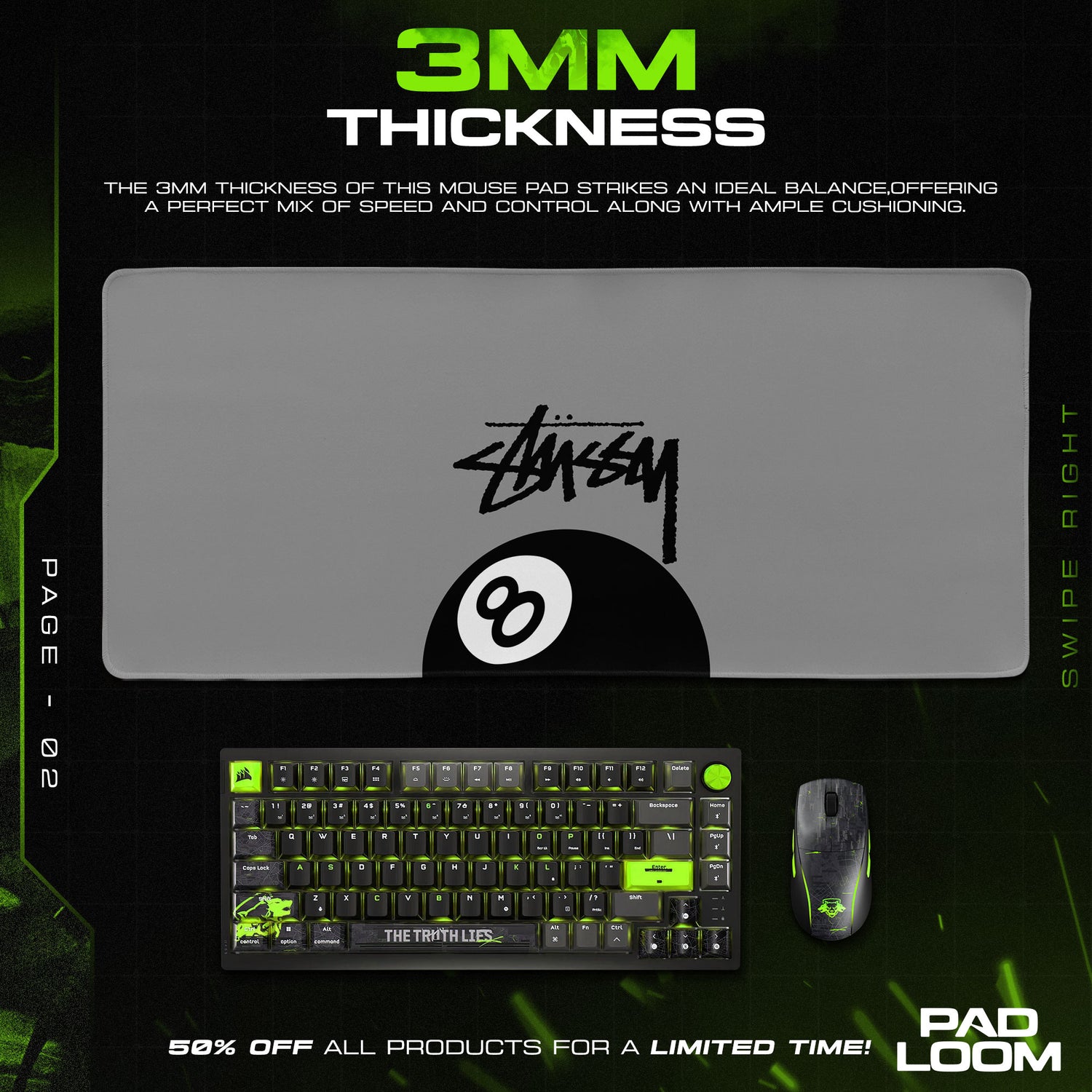 Stussy 8 Ball Mauspad – Schlichte Schreibtischunterlage