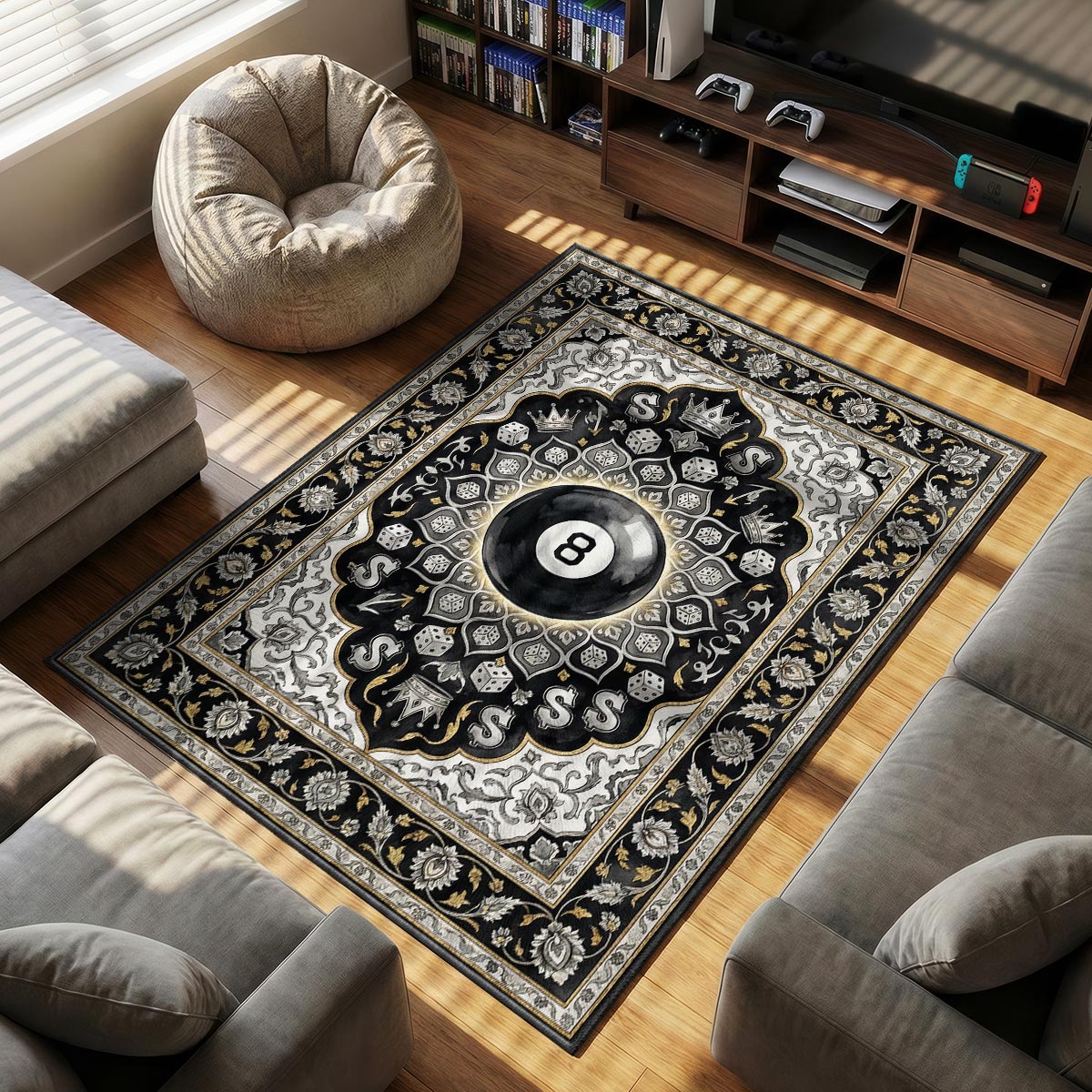 Stussy Ball themed area rug for home decor fans