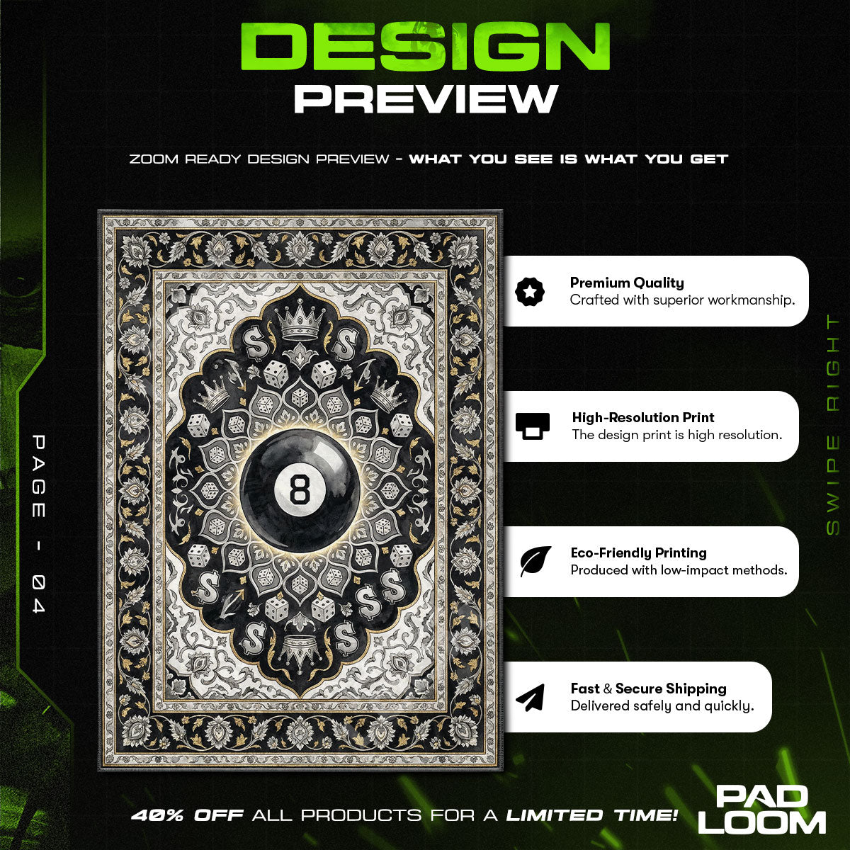 Floor character design printed on rug