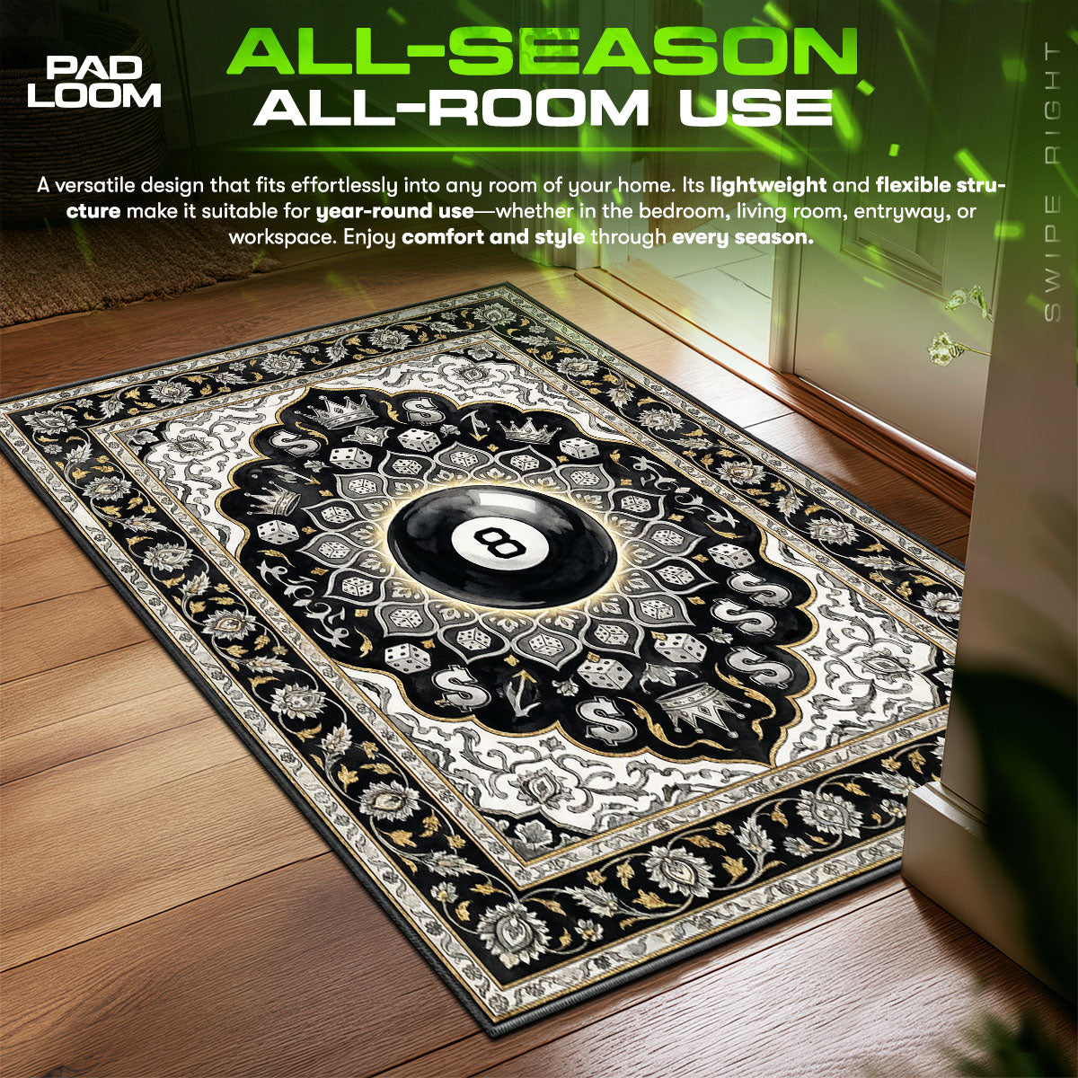 Stussy Ball Royal Crown Streetwear Floor fan rug — premium quality print