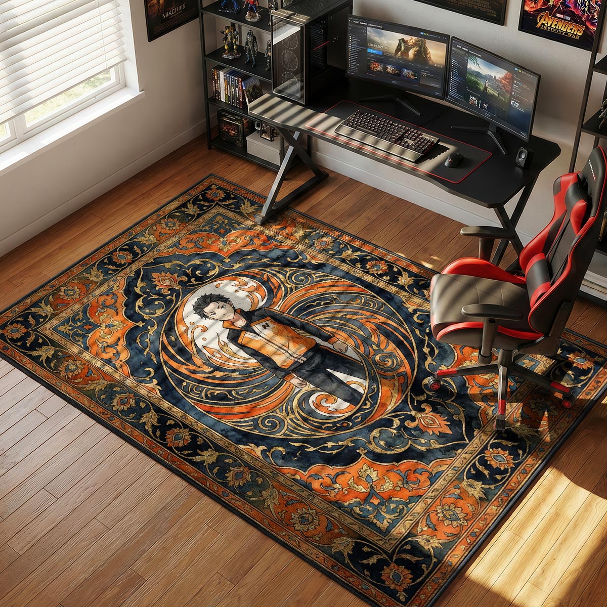Subaru Natsuki Shadow Swirl Rug - Re:Zero Chair Mat