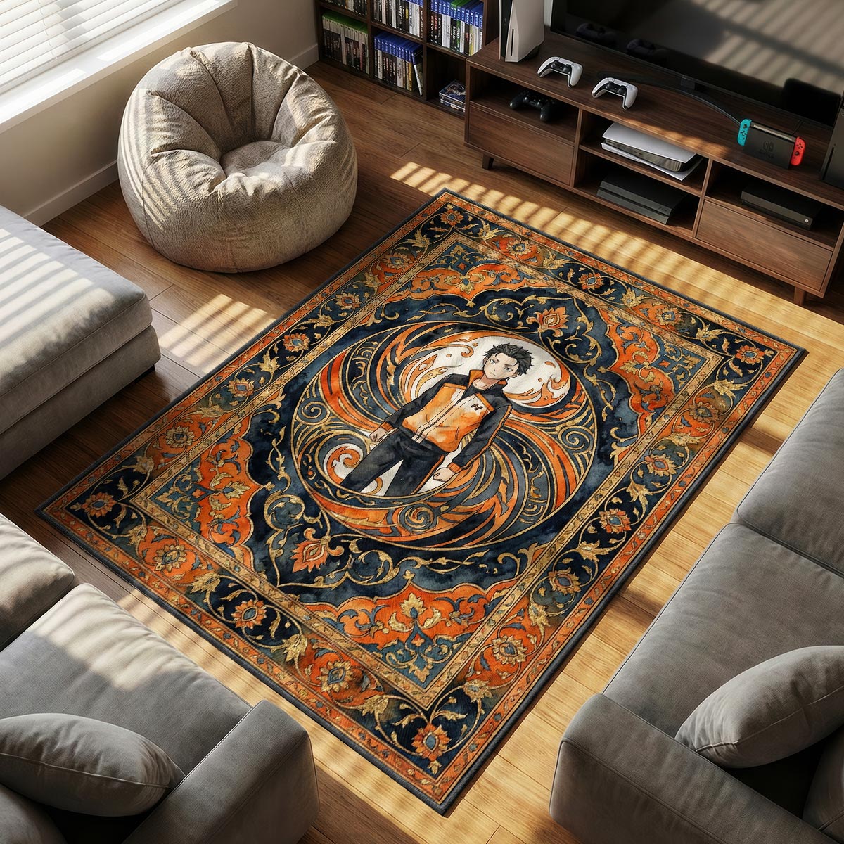 Subaru Natsuki Shadow Swirl Rug - Re:Zero Chair Mat