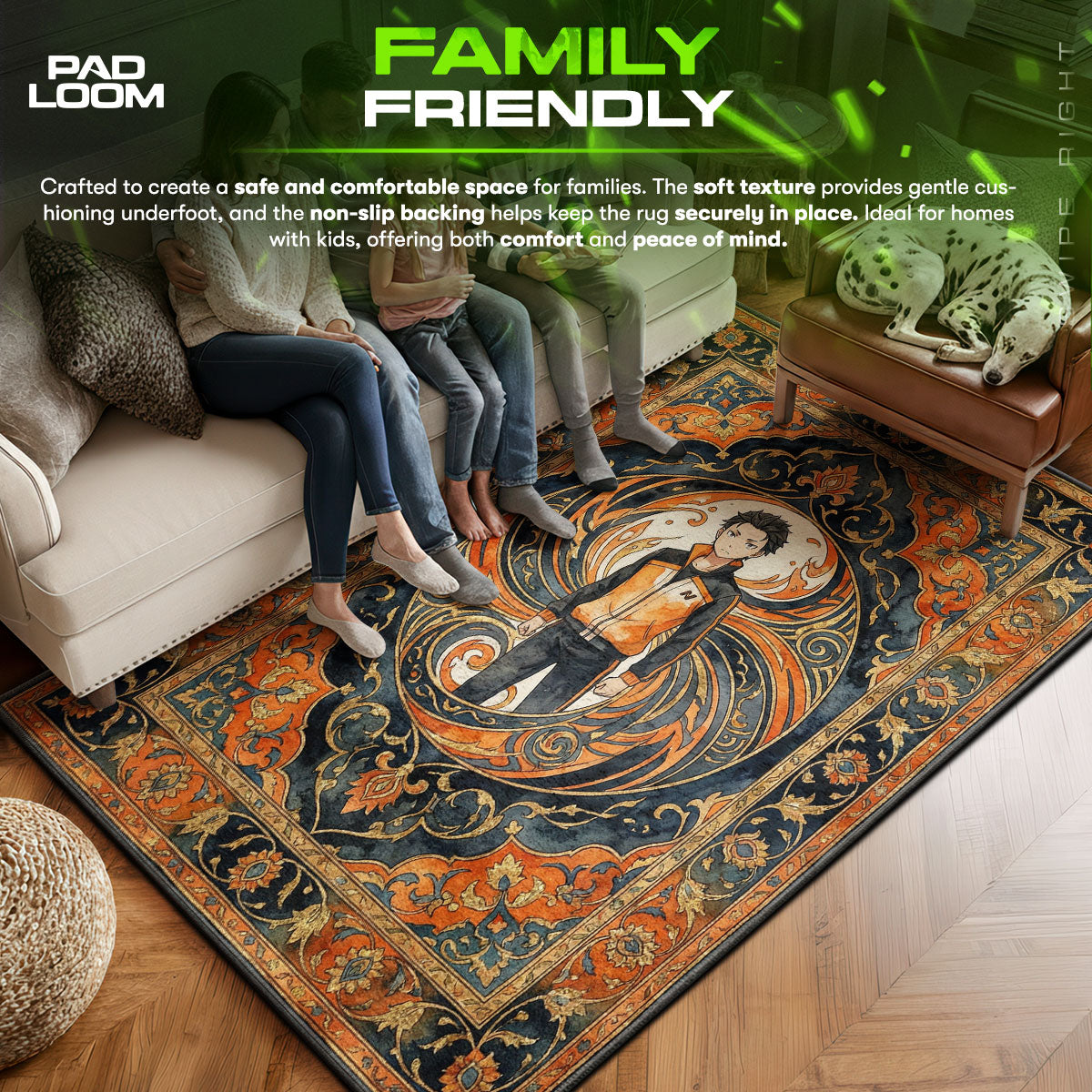 Subaru Natsuki Shadow Swirl Rug - Re:Zero Chair Mat