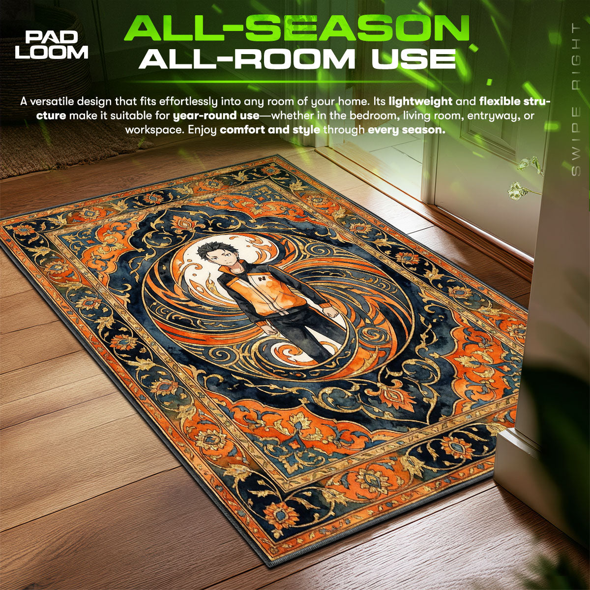 Subaru Natsuki Shadow Swirl Rug - Re:Zero Chair Mat