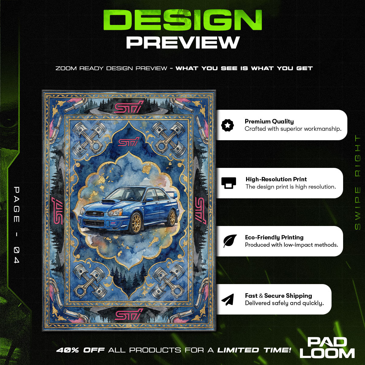 Floor character design printed on rug