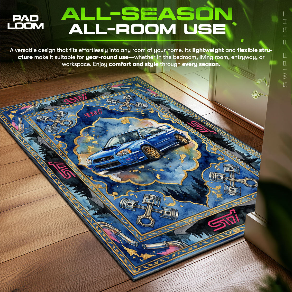 Subaru WRX STI JDM Floor fan rug — premium quality print