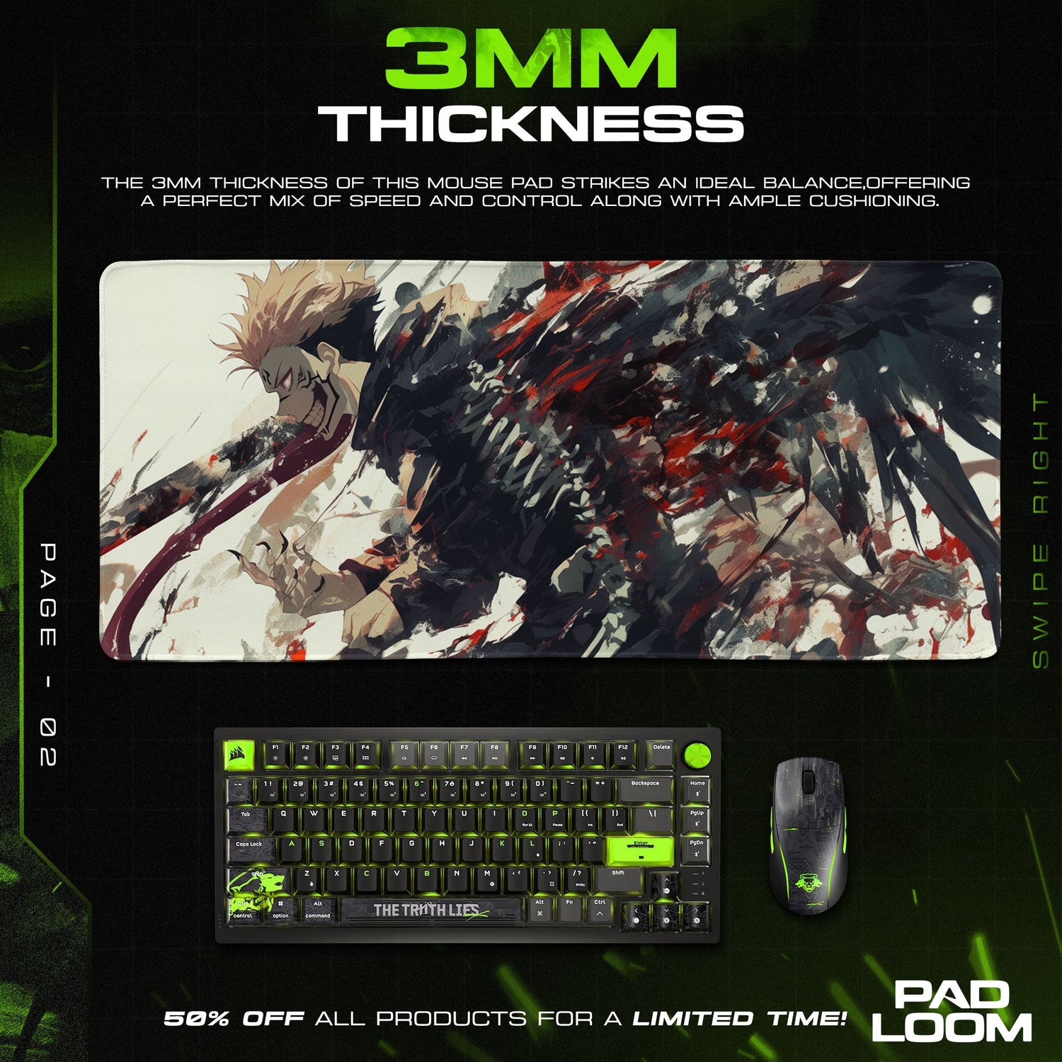 Sukuna Blood Surge Mouse Pad, Jujutsu Kaisen Gaming Desk Mat Padloom