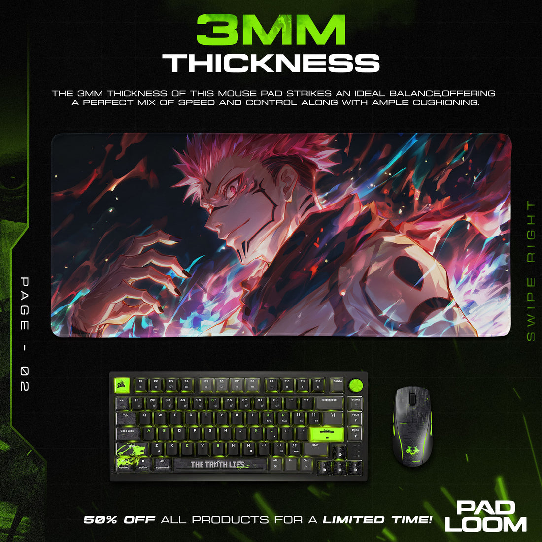 Sukuna Curse Power Mouse Pad, Jujutsu Kaisen Anime Desk Mat