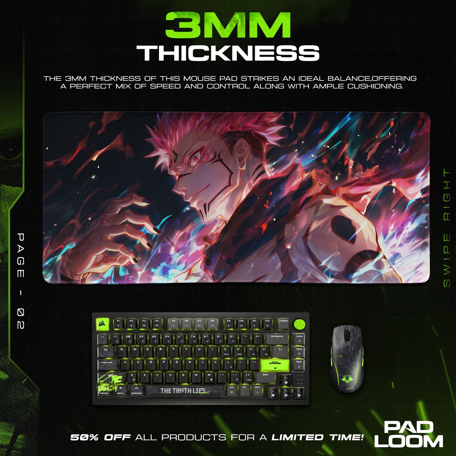 Sukuna Curse Power Mouse Pad, Jujutsu Kaisen Anime Desk Mat Padloom