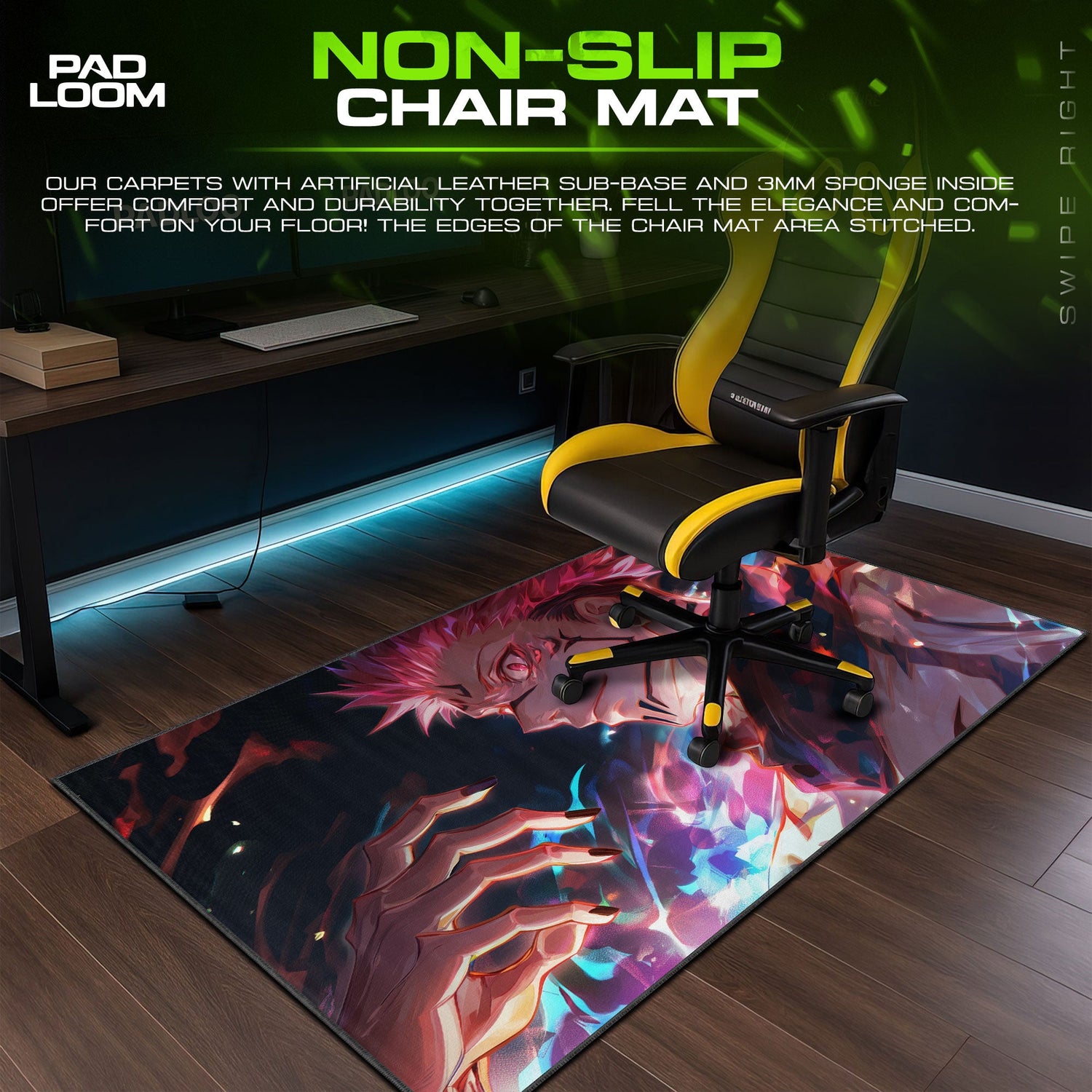 Sukuna Curse Power Mouse Pad, Jujutsu Kaisen Anime Desk Mat Padloom