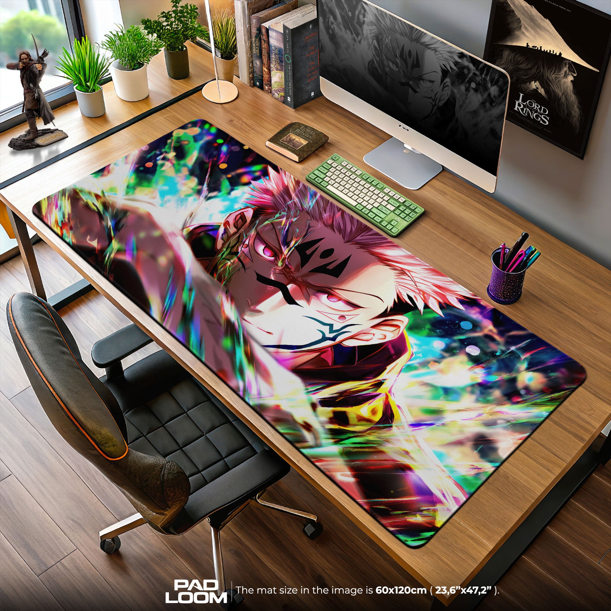 Sukuna Cursed Aura Mouse Pad, Jujutsu Anime Gaming Desk Mat