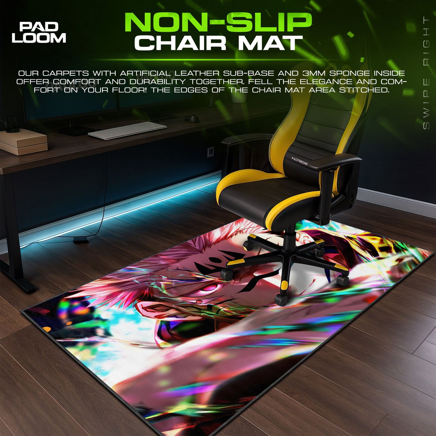 Sukuna Cursed Aura Mouse Pad, Jujutsu Anime Gaming Desk Mat Padloom