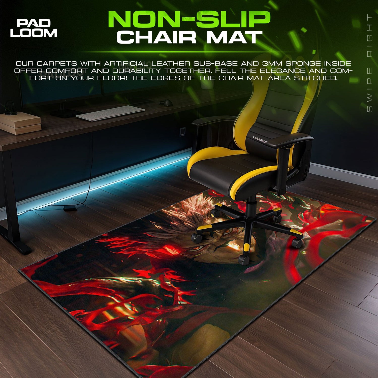 Sukuna Cursed Flames Mouse Pad, Jujutsu Kaisen Anime Desk Mat Padloom
