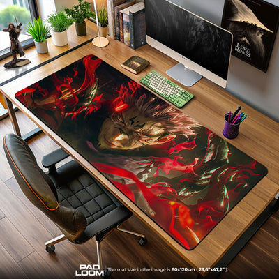 Sukuna Cursed Flames Mouse Pad, Jujutsu Kaisen Anime Desk Mat