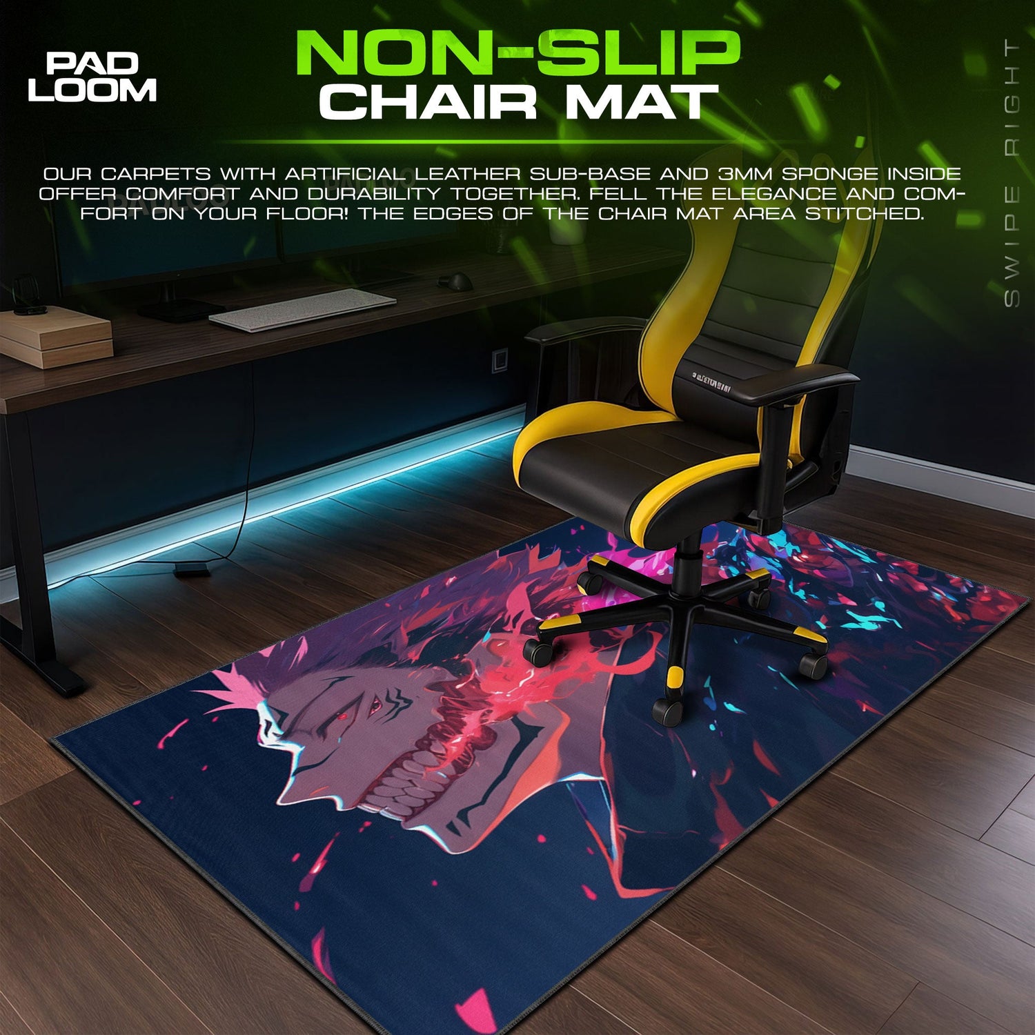 Sukuna Cursed Flames Mouse Pad, Jujutsu Kaisen Gaming Desk Mat Padloom