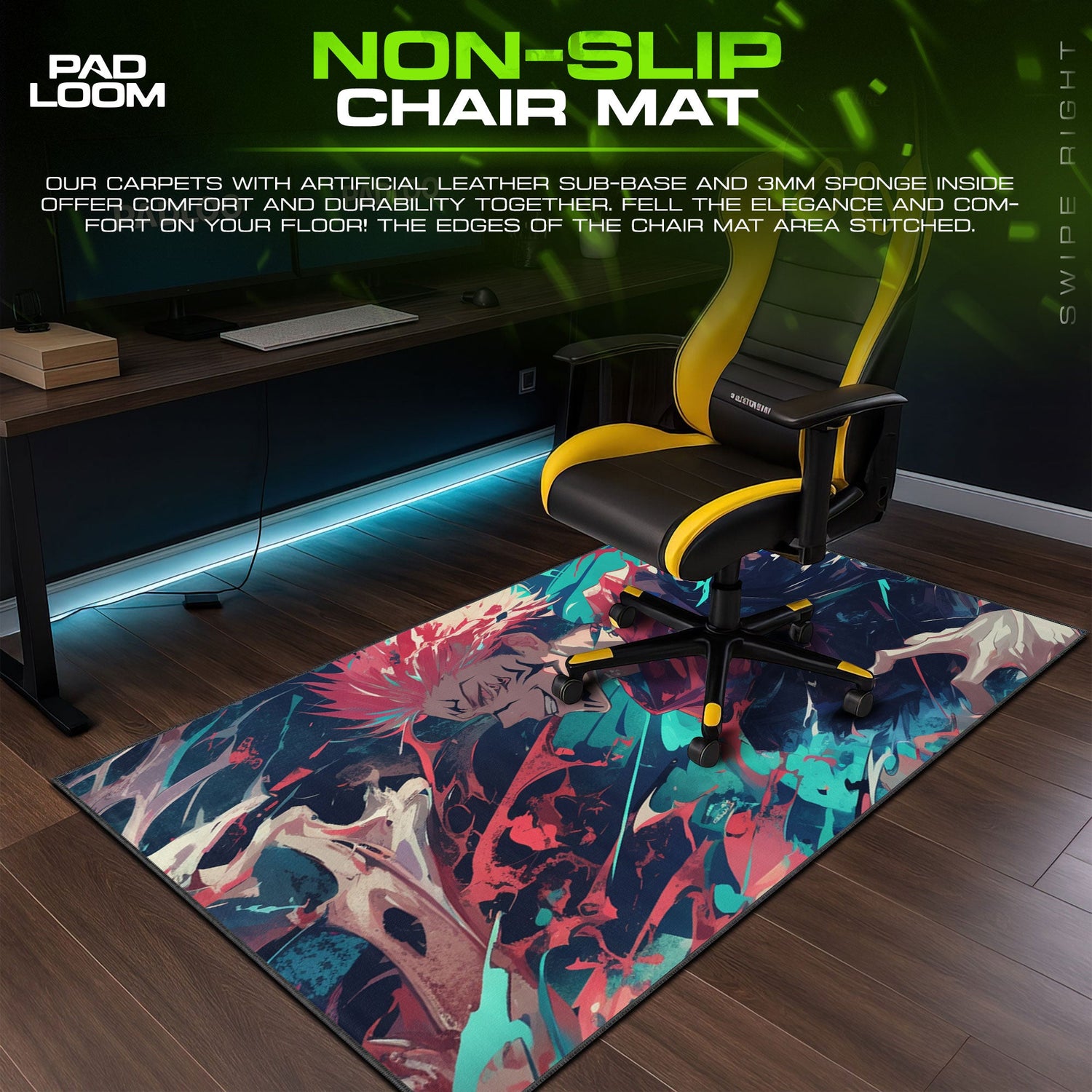 Sukuna Demonic Grin Mouse Pad, Jujutsu Kaisen Gaming Desk Mat Padloom
