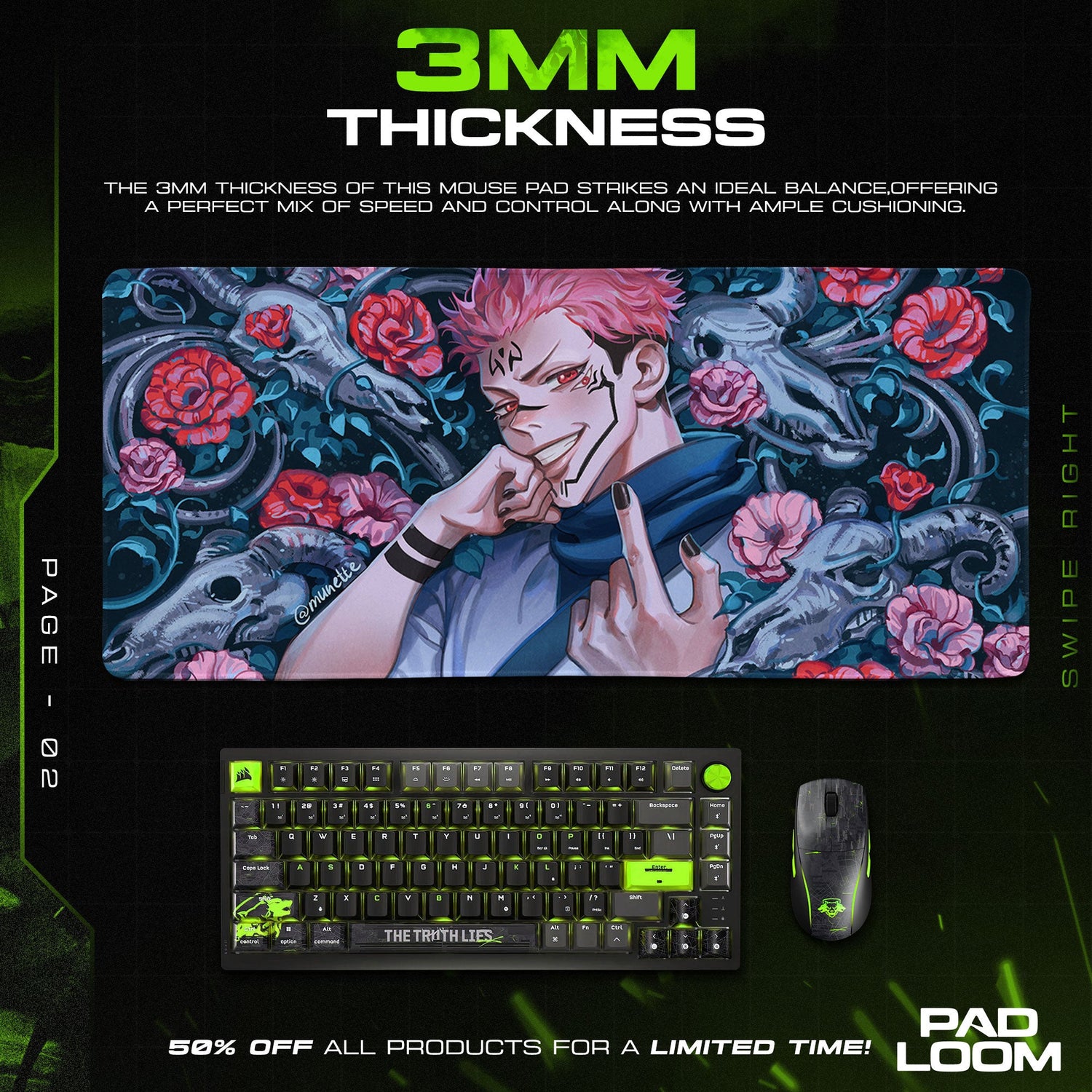 Sukuna Mouse Pad - King of Curses Anime Desk Mat Padloom