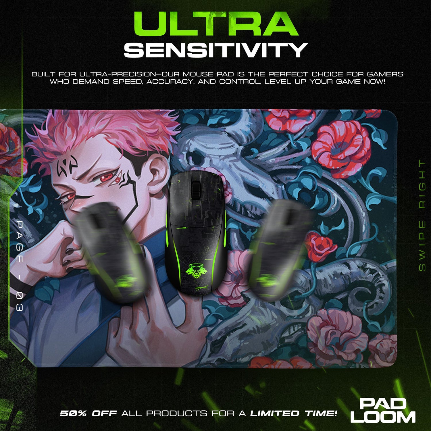 Sukuna Mouse Pad - King of Curses Anime Desk Mat Padloom