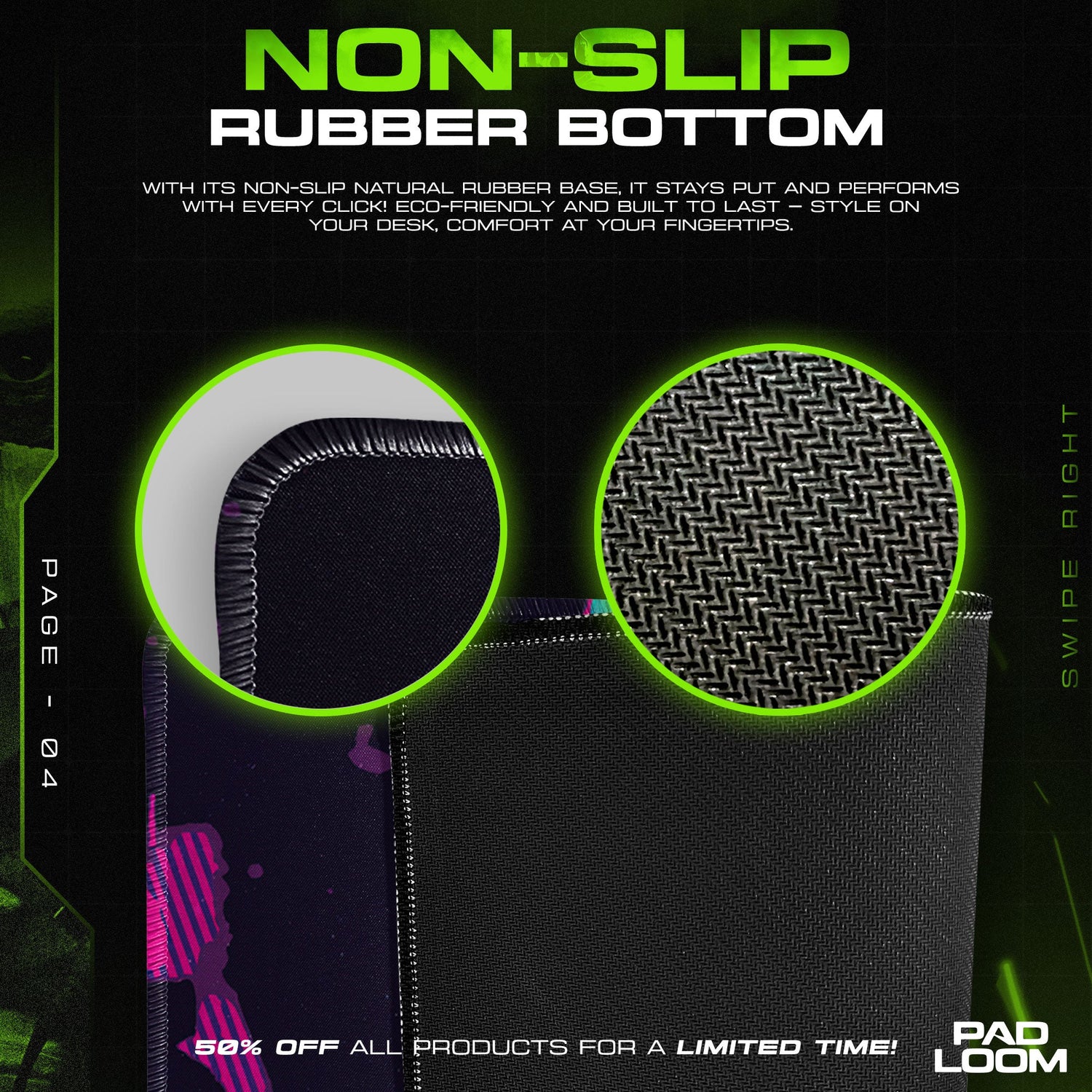 Sukuna Neon Curse Mouse Pad, Anime Gaming Desk Mat Padloom