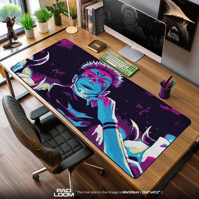 Sukuna Neon Curse Mouse Pad, Anime Gaming Desk Mat