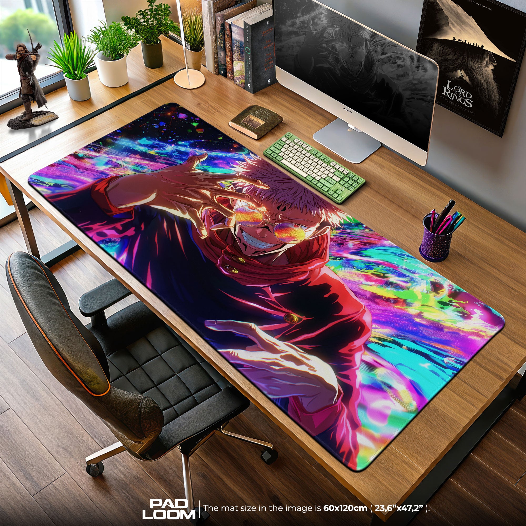 Sukuna Neon Smile Mouse Pad, Jujutsu Kaisen Gaming Desk Mat