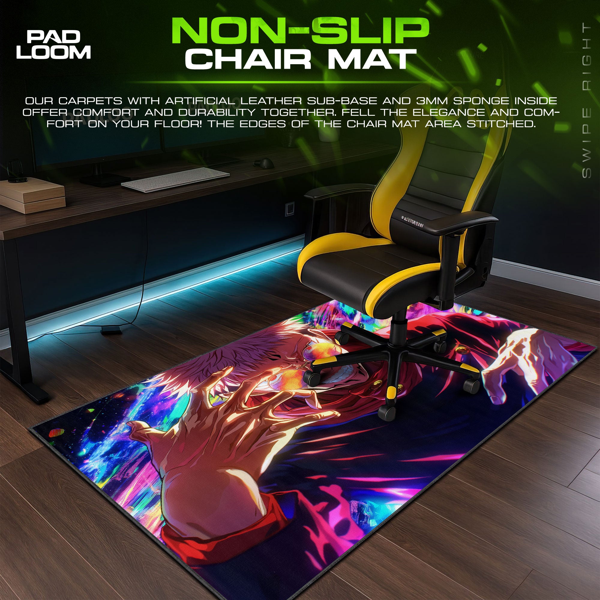 Sukuna Neon Smile Mouse Pad, Jujutsu Kaisen Gaming Desk Mat