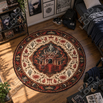 Sukuna Shrine Round Rug - Jujutsu Kaisen Chair Mat