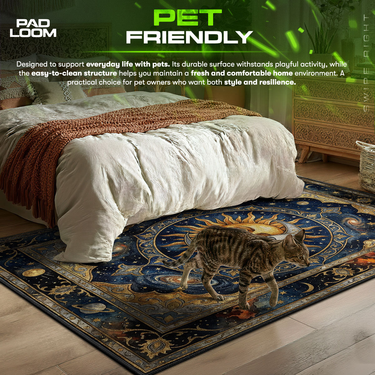 Sun & themed area rug for home decor fans