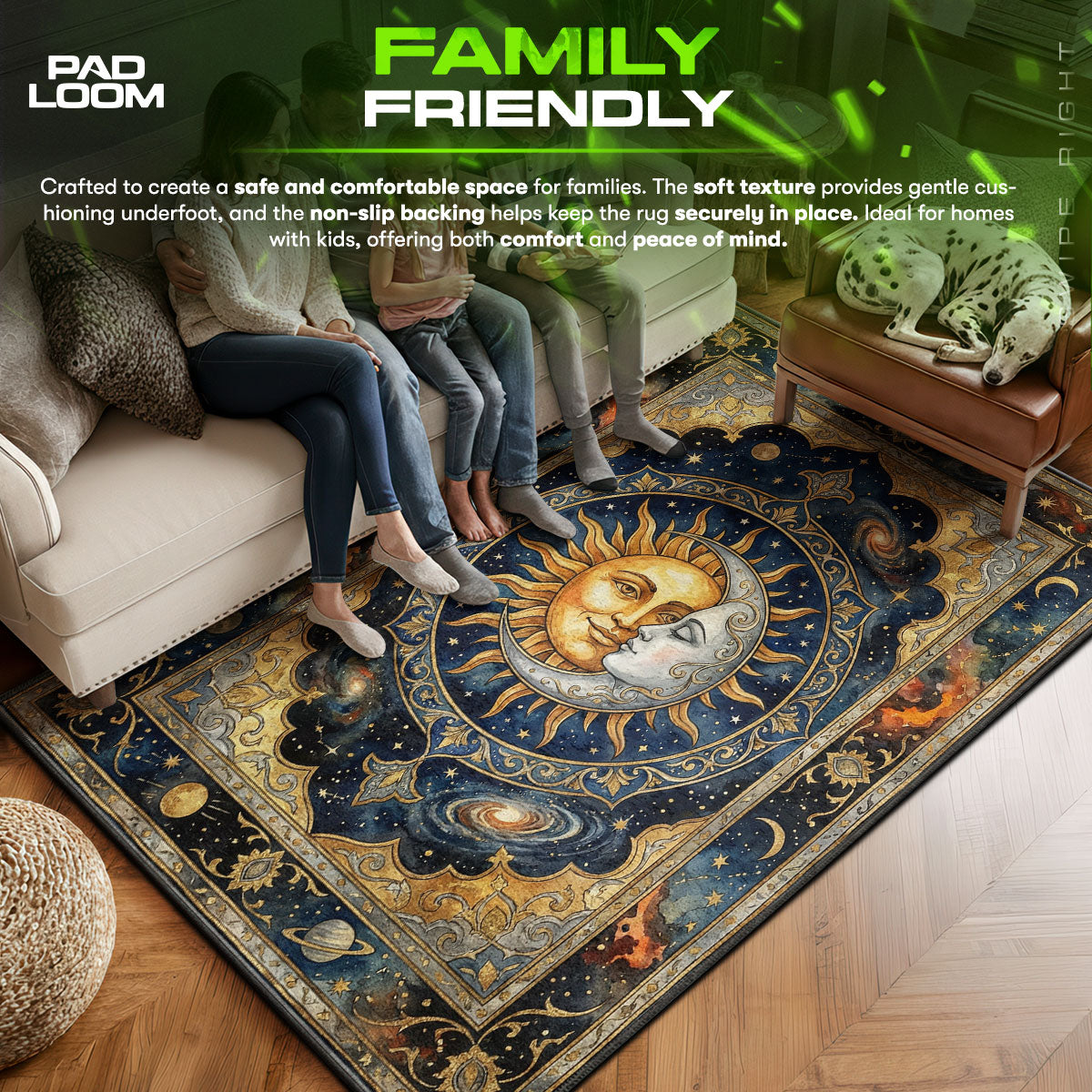 Area character design printed on rug