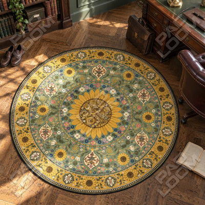 Sonnenblume Gold Runder Teppich - Blumenteppich rund