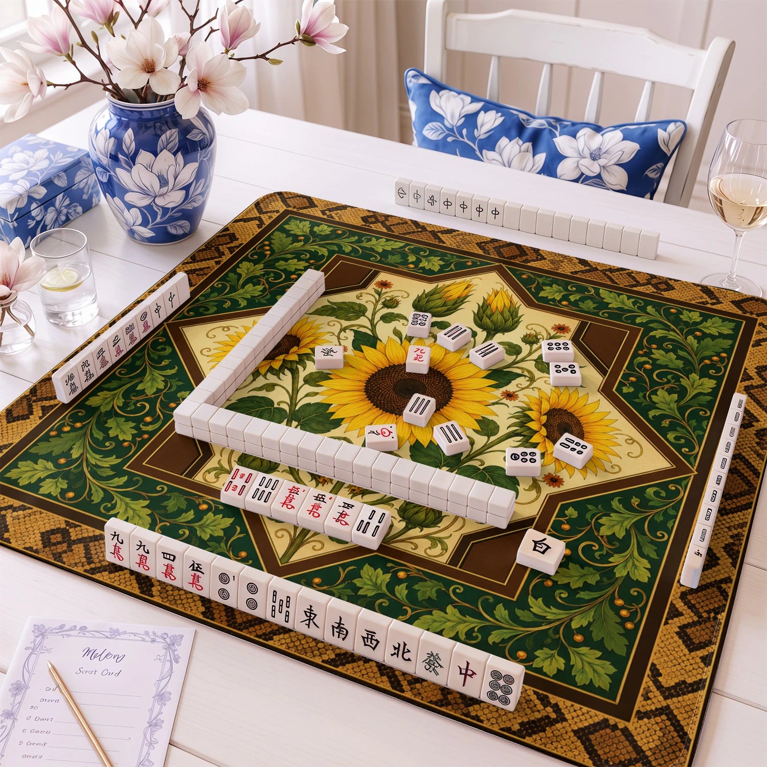 Sunflower mahjong mat – M (60x60 cm) and L (81x81 cm) sizes