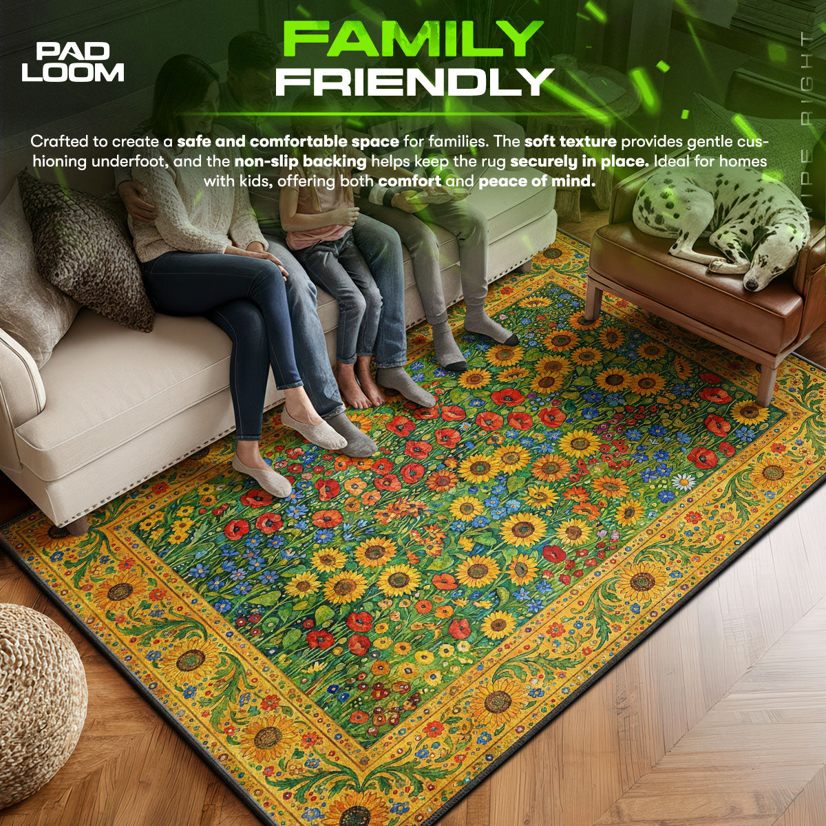 Area character design printed on rug