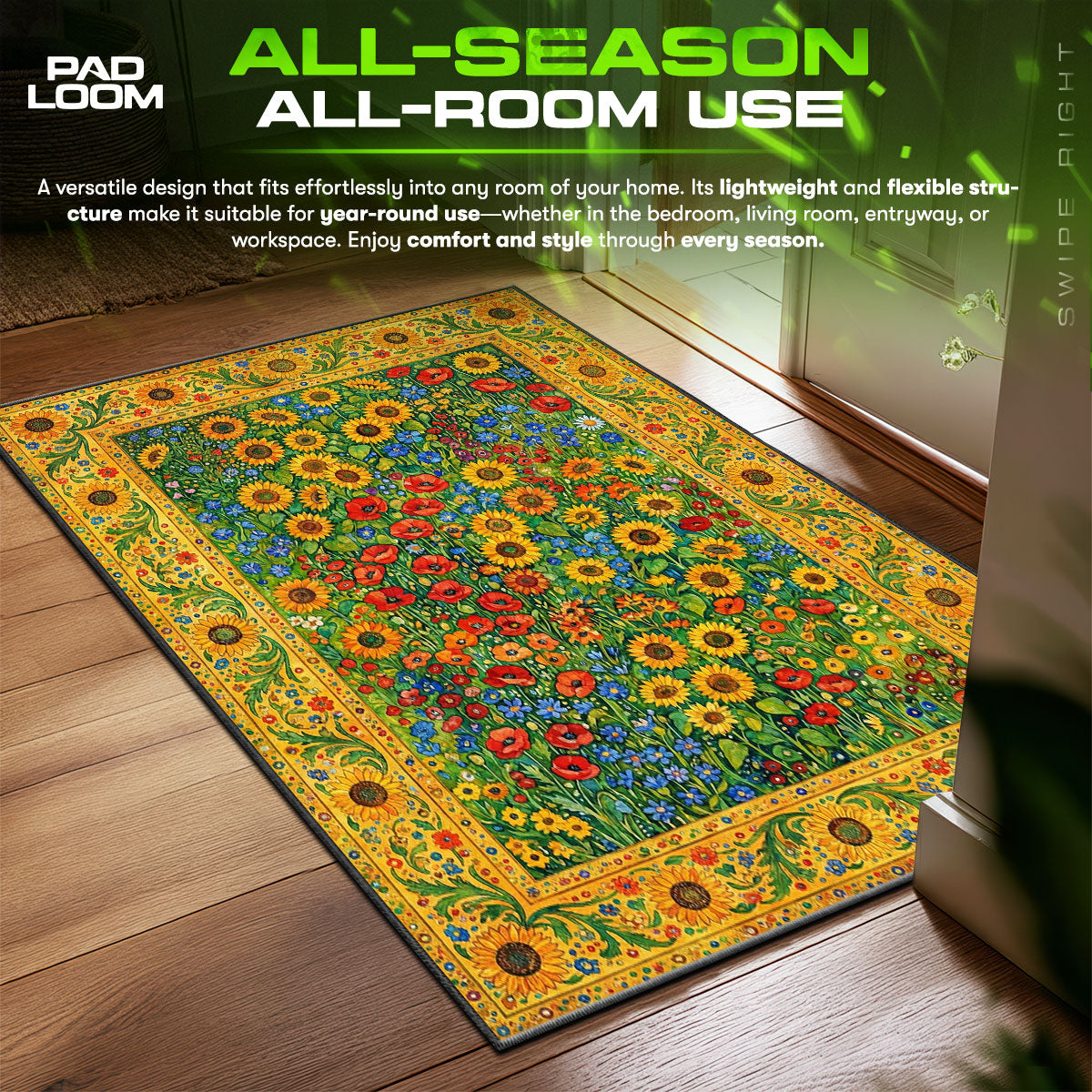 Detailed close-up of Sunflower rug pattern