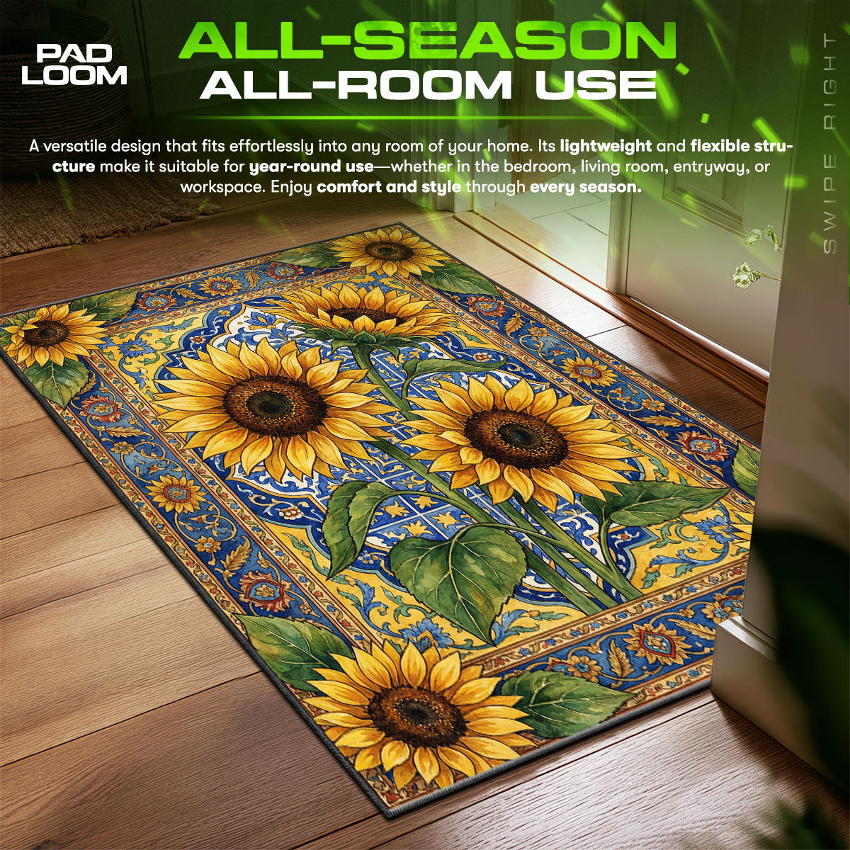 Detailed close-up of Sunflower rug pattern
