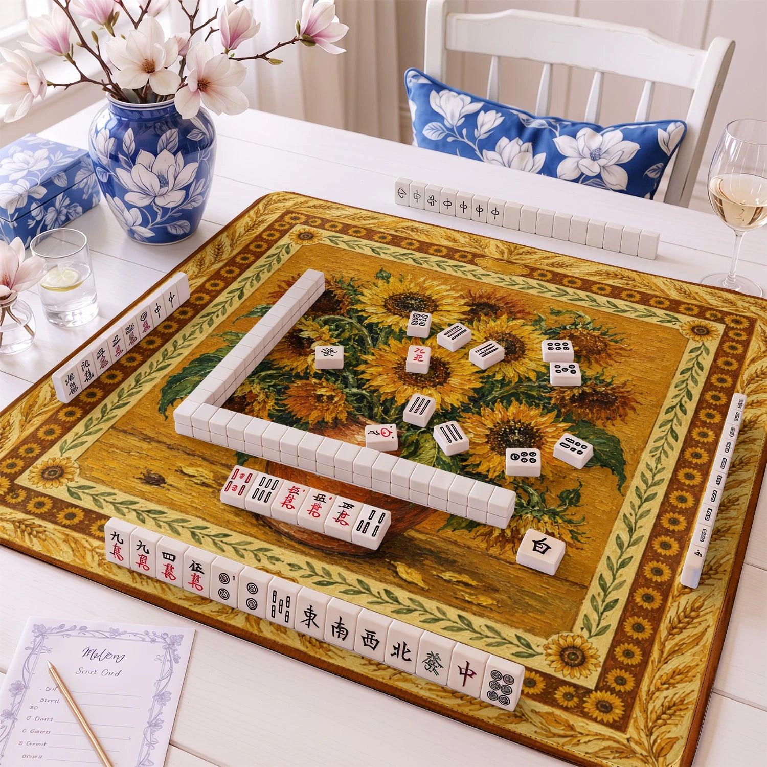 Sunflower Vase Mahjong Mat - Mah Jongg Mat