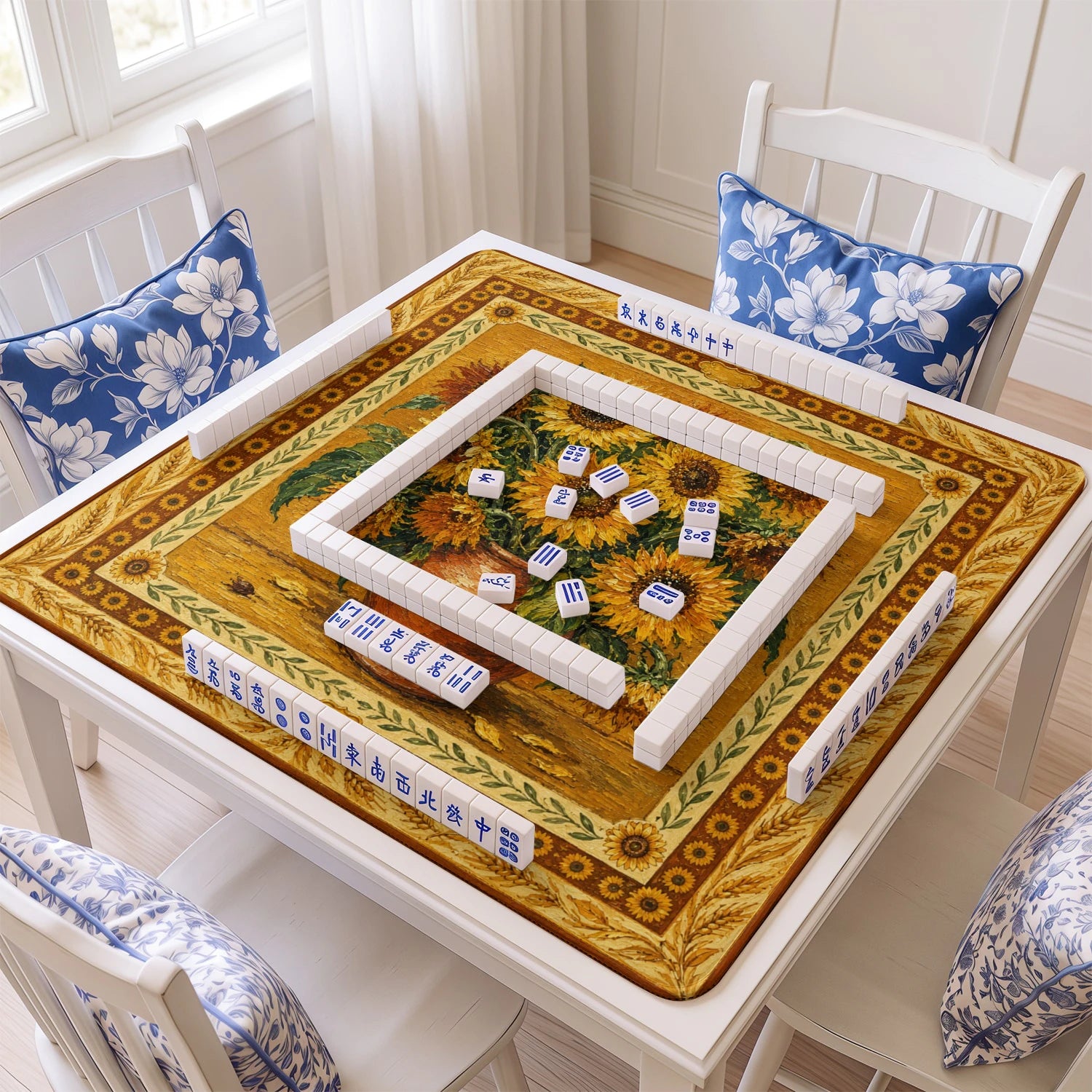 Sunflower Vase Mahjong Mat - Mah Jongg Mat