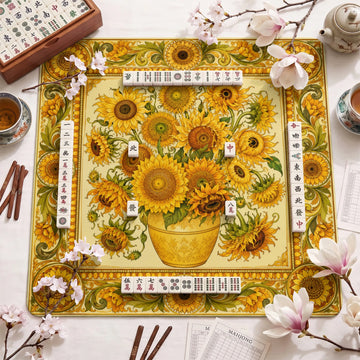 Sunflowers Vase Mahjong Mat – neoprene mah jongg table mat